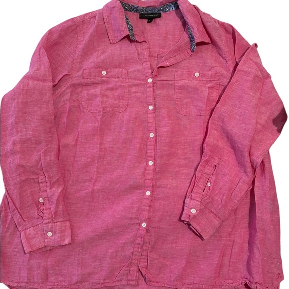 NWOT Lane Bryant Women’s Linen Cotton Blend Button Up Shirt Pink Size 18/20 - Picture 3 of 9